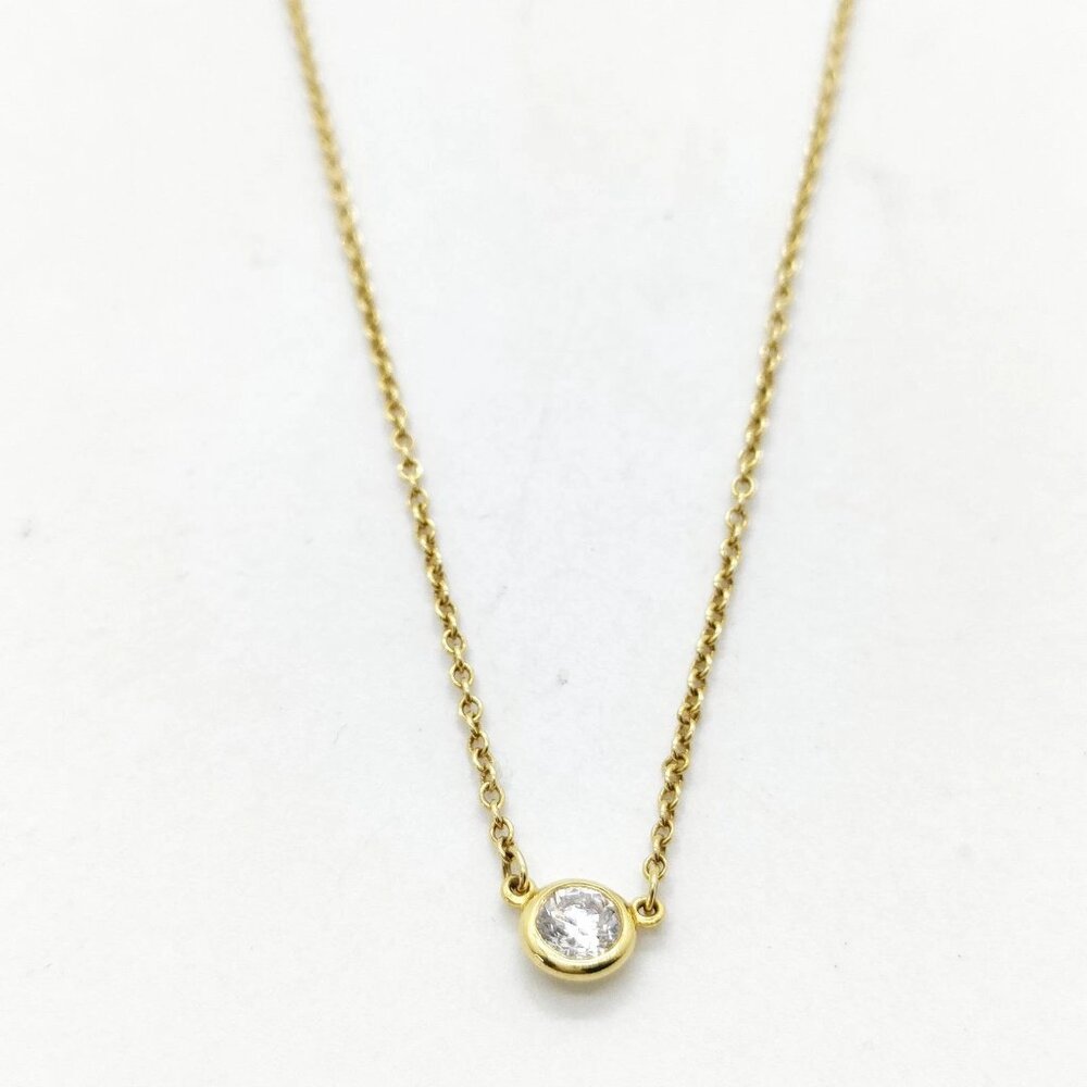Authentic Tiffany and Co. Necklace Natural Diamond Gold mn567-022626